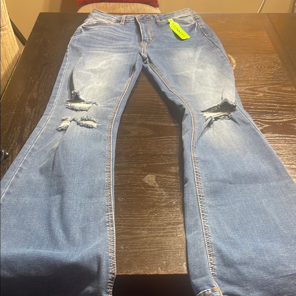 Distressed Blue Jeans